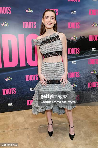 Kiernan Shipka attends the premiere of "Idiots" presented by IFC at Vidiots on August 10, 2026 in Los Angeles, California.