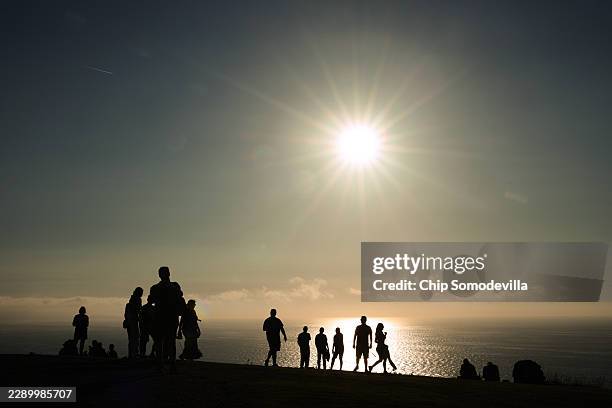 People visit Monte de San Pedro park, where thousands of people are expected to gather for the August 12th total solar eclipse, on August 10, 2026 in...