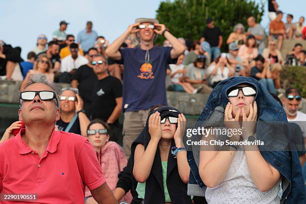 People gather to observe the total solar eclipse at El Monte De San Pedro park on August 12, 2026 in A Coruna, Spain. It was the first time a total...