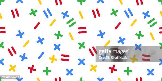 math symbols seamless surface pattern - addition subtraction stock illustrations