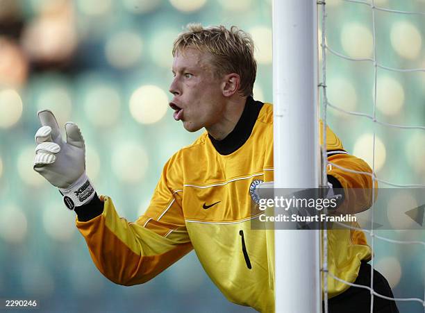 Mart Poom of Estonia in action during the Baltic Cup match between Latvia and Estonia held on July 5, 2003 at the A.Le Coq Arena, in Tallinn,...