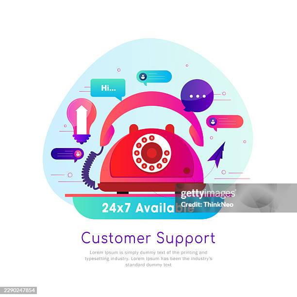 24x7 customer support service - direct response stock illustrations