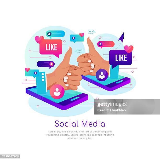 push the like button for more likes concept - iphone text message screen stock illustrations