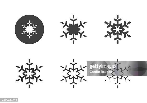 snowflake icons - multi series - cool ice background stock illustrations