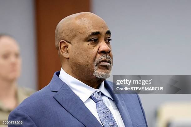 Duane Davis looks on during opening statements of his murder trial, related to the 1996 killing of rapper Tupac Shakur, at Clark County District...