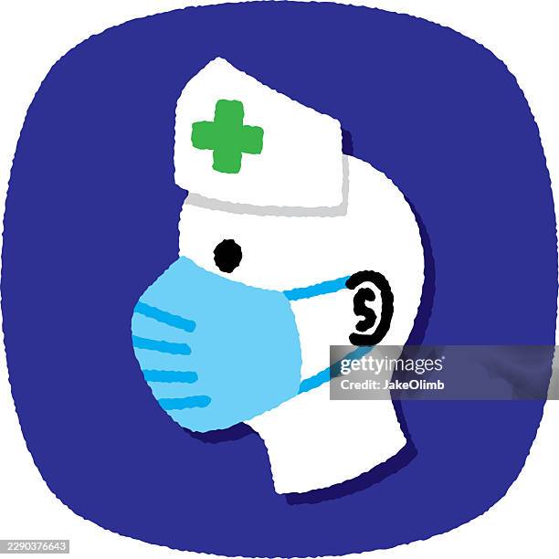 nurse with face mask doodle 4 - nursing assistant stock illustrations