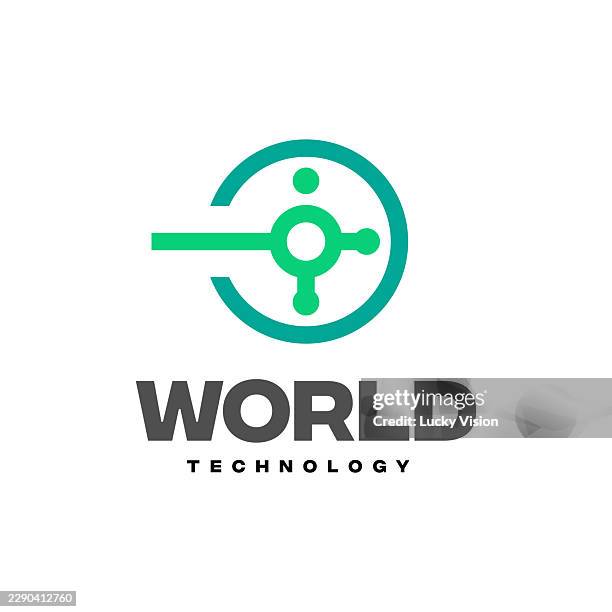 world technology logo concept, global connection network tech logo digital software solution design brand identity stock illustration - abstract network connection stock illustrations