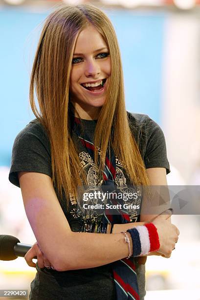 Avril Lavigne during TRL at the MTV Studios in New York City. 8/22/02 Photo by Scott Gries/Getty Images