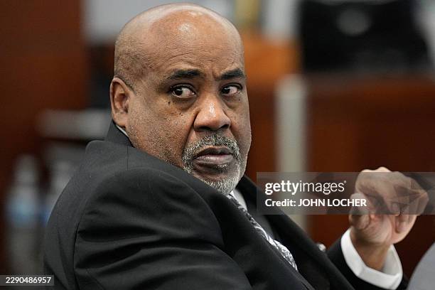 Duane Davis looks on during his murder trial, related to the 1996 killing of rapper Tupac Shakur, at the Clark County District Court at the Regional...