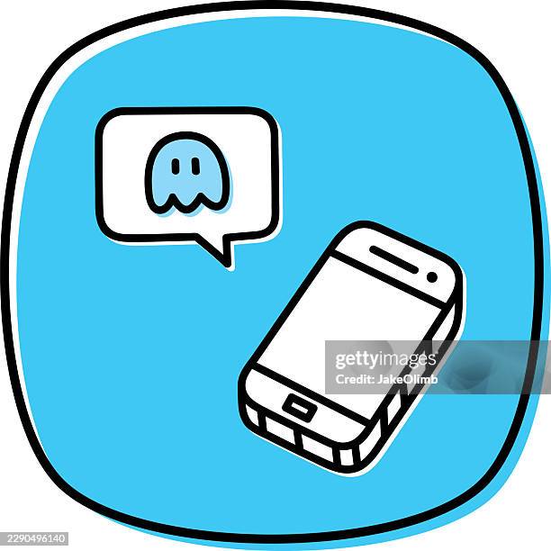 smartphone ghosting doodle 2 - gone wrong stock illustrations