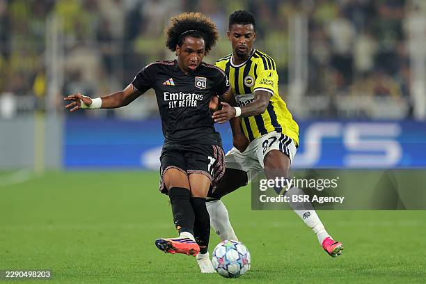 Malick Fofana of Olympique Lyonnais, Nelson Semedo of Fenerbahce during the UEFA Champions League 2026/27 Play-Offs First Leg match between...