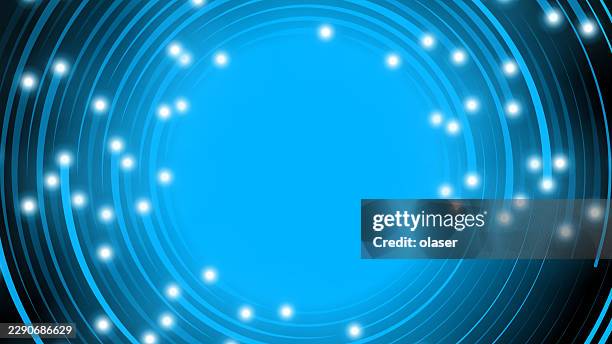 bright blue circular rings glow around a smooth central space, with scattered white light dots creating a clean futuristic backdrop. - bright future stock illustrations