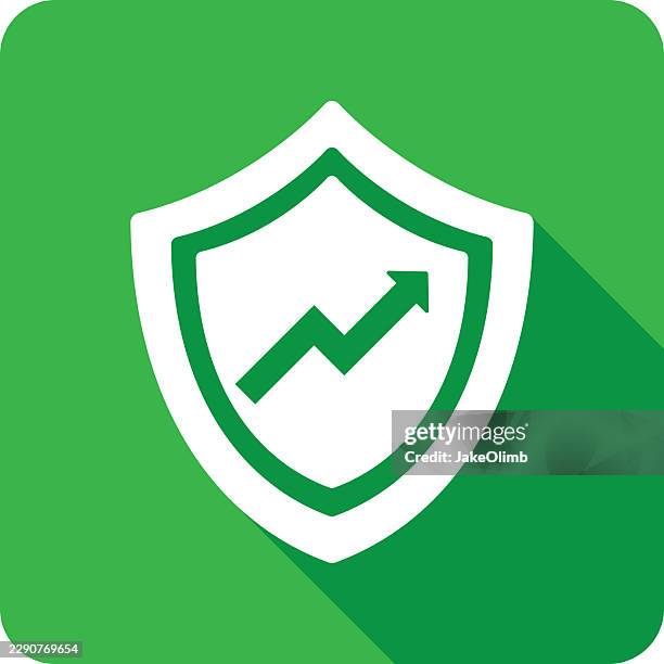 shield arrow rising icon silhouette - value stream stock illustrations