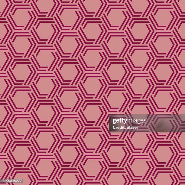 repeating magenta hexagonal line pattern on a soft pink background, creating a geometric wallpaper-style surface with a clean, modern look and strong symmetrical rhythm. - dance rhythm stock illustrations