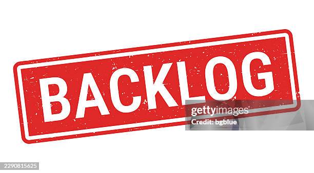 backlog - red rubber stamp on white background - log pile stock illustrations