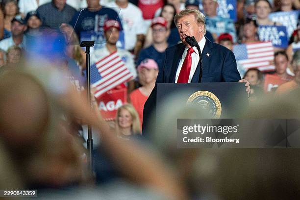 President Donald Trump during a campaign event for Senator Darline Graham Nordone, a Republican from South Carolina, not pictured, ahead of a...