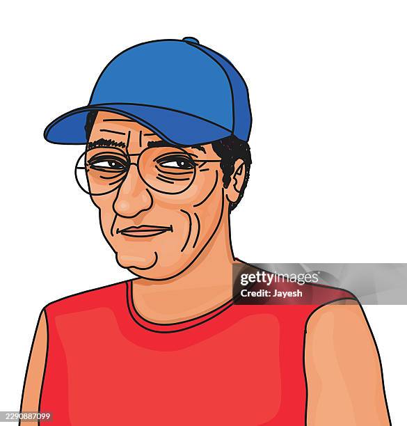 chris / vector illustration portrait in a sketch doodle style - quirky senior stock illustrations