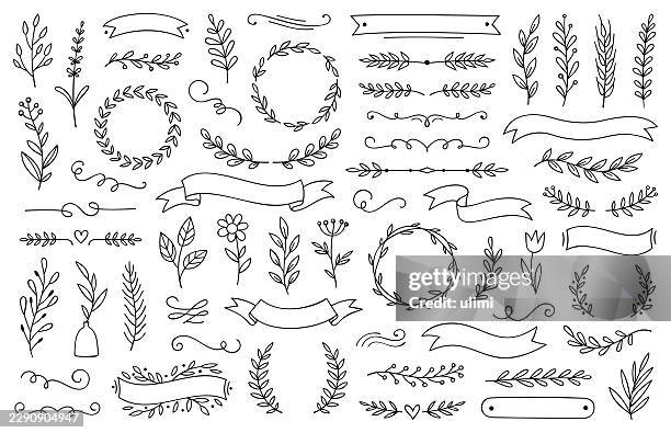 hand drawn design elements - lavender sprig stock illustrations