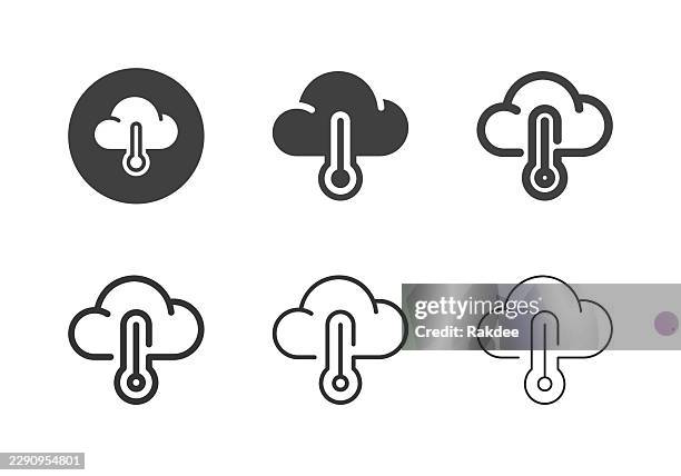 cloud temperature icons - multi series - heather stock illustrations