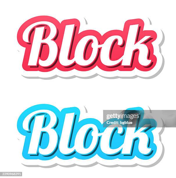 block - 3d text in red and blue on white background - block font stock illustrations
