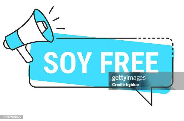 soy free - speech bubble and megaphone on white background - soy sauce stock illustrations