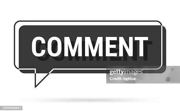 comment - 3d black speech bubble on white background - commentator stock illustrations
