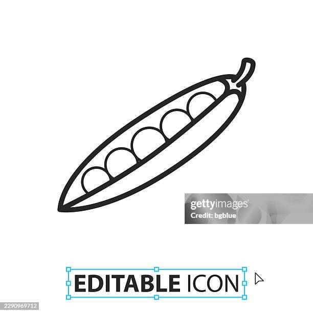 pea - line editable icon on white background - pea pod stock illustrations