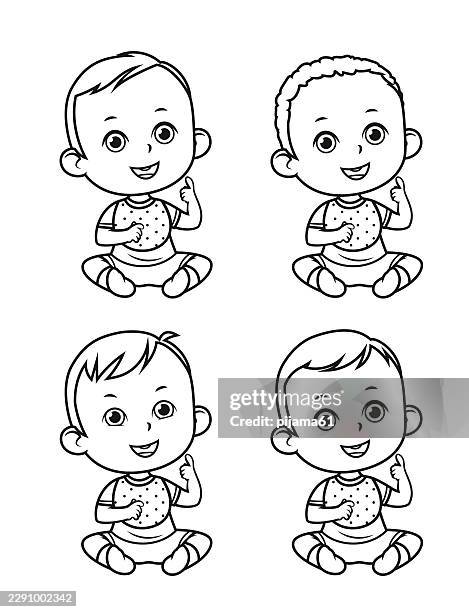 cute baby boy. - hispanic siblings stock illustrations