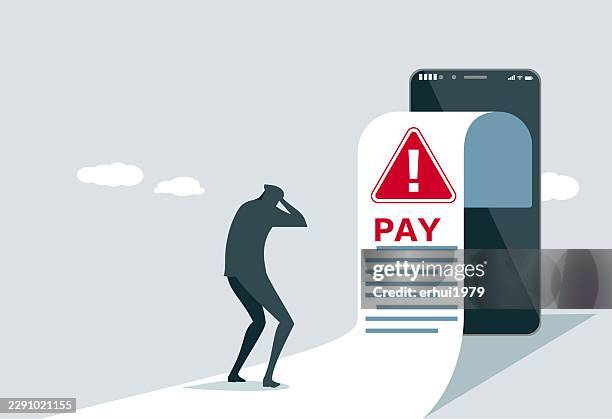 phone bill shock - iphone notification stock illustrations