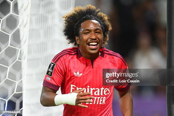 Malick FOFANA of Olympique Lyonnais celebrate after scores during the Ligue 1 McDonald's match between Toulouse and Lyon at Stadium de Toulouse on...