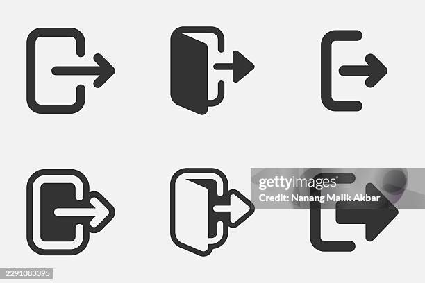 log out icon set - entering data stock illustrations