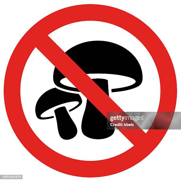 no mushroom picking sign vector - foraging stock illustrations