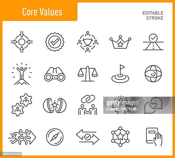 core values line icons - pure series - vision and value proposition stock illustrations