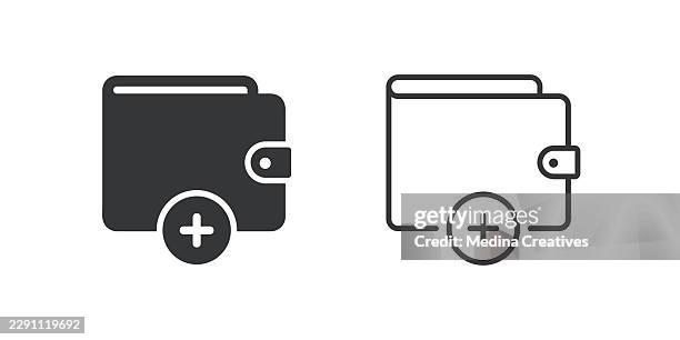 add wallet icons. glyph solid and line series icon. - value add services stock illustrations