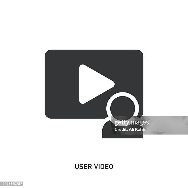 user video glyph solid icon. solid icon that can be applied anywhere, simple, pixel perfect and modern style. - video player interface stock illustrations