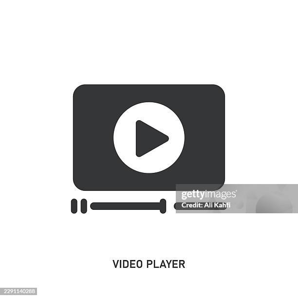 video player glyph solid icon. solid icon that can be applied anywhere, simple, pixel perfect and modern style. - video player interface stock illustrations