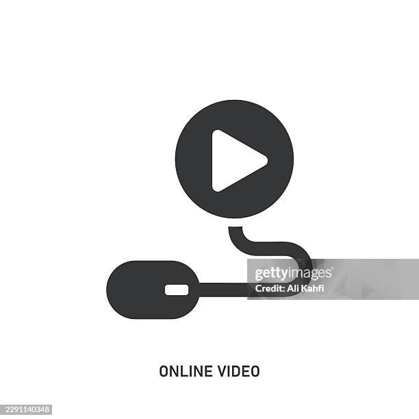 online video glyph solid icon. solid icon that can be applied anywhere, simple, pixel perfect and modern style. - video player interface stock illustrations
