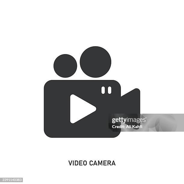 video camera glyph solid icon. solid icon that can be applied anywhere, simple, pixel perfect and modern style. - video player interface stock illustrations