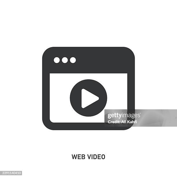 web video glyph solid icon. solid icon that can be applied anywhere, simple, pixel perfect and modern style. - video player interface stock illustrations