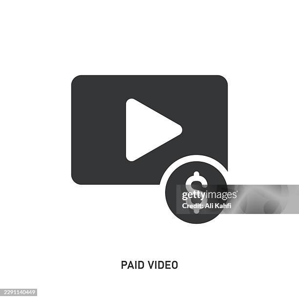 paid video glyph solid icon. solid icon that can be applied anywhere, simple, pixel perfect and modern style. - video player interface stock illustrations