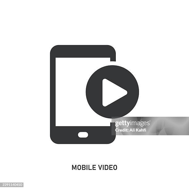 mobile video glyph solid icon. solid icon that can be applied anywhere, simple, pixel perfect and modern style. - video player interface stock illustrations