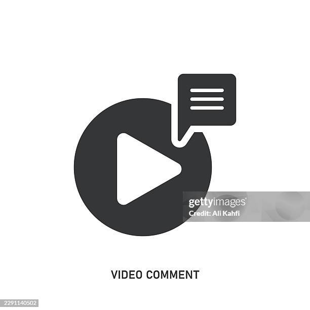 video comment glyph solid icon. solid icon that can be applied anywhere, simple, pixel perfect and modern style. - video player interface stock illustrations