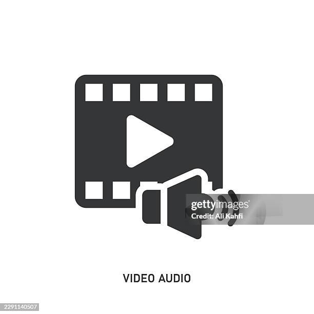video audio glyph solid icon. solid icon that can be applied anywhere, simple, pixel perfect and modern style. - video player interface stock illustrations