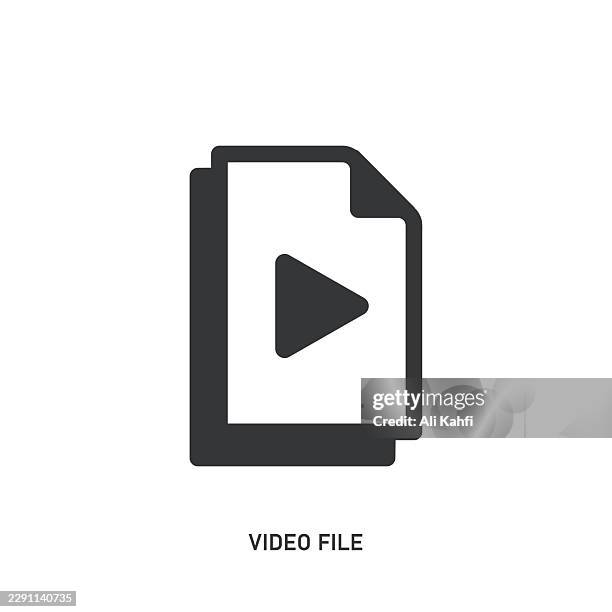 video file glyph solid icon. solid icon that can be applied anywhere, simple, pixel perfect and modern style. - video player interface stock illustrations