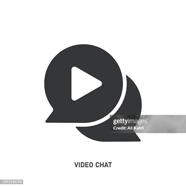 video chat glyph solid icon. solid icon that can be applied anywhere, simple, pixel perfect and modern style. - video player interface stock illustrations
