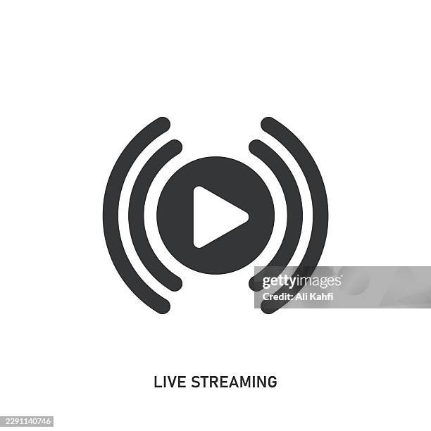 live streaming glyph solid icon. solid icon that can be applied anywhere, simple, pixel perfect and modern style. - video player interface stock illustrations
