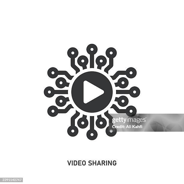 video sharing glyph solid icon. solid icon that can be applied anywhere, simple, pixel perfect and modern style. - video player interface stock illustrations