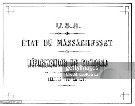 Distinctive typographic title page introducing the engineering schematics for an overnight confinement cell within the reformatory at Concord Distinctive typographic title page introducing the engineering schematics for an overnight confinement cell within the reformatory at Concord