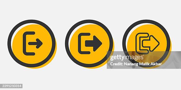 log out or exit icon set - entering data stock illustrations