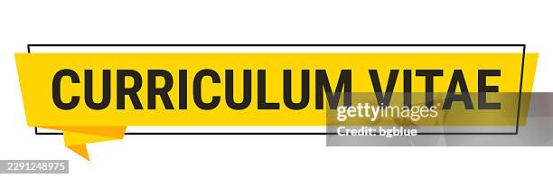 curriculum vitae - yellow speech bubble on white background - biography box stock illustrations